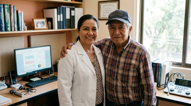 Mi padre, Ernesto, después de su primera sesión. Treinta y un años de taller mecánico.