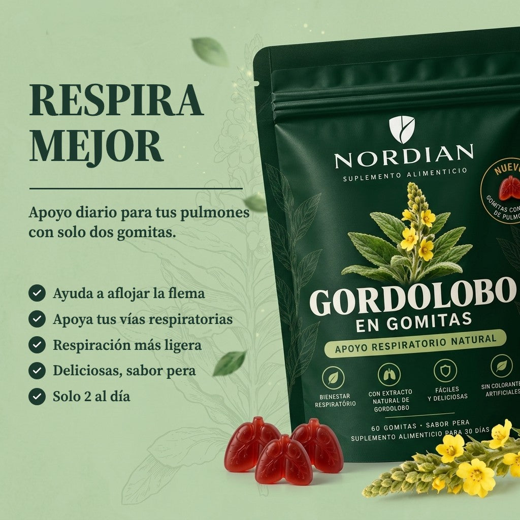 Respira mejor con las gomitas de gordolobo Nordian: ayudan a aflojar la flema