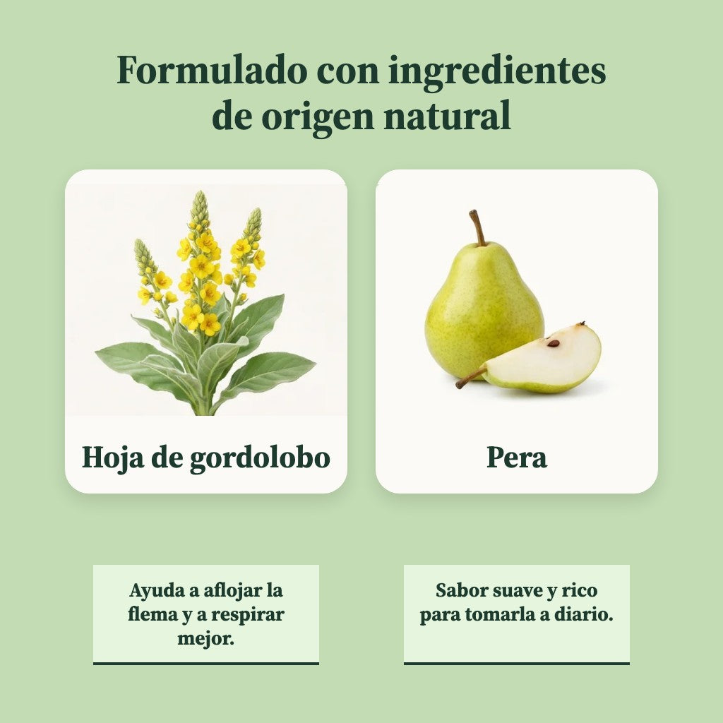 Ingredientes de origen natural: hoja de gordolobo y pera