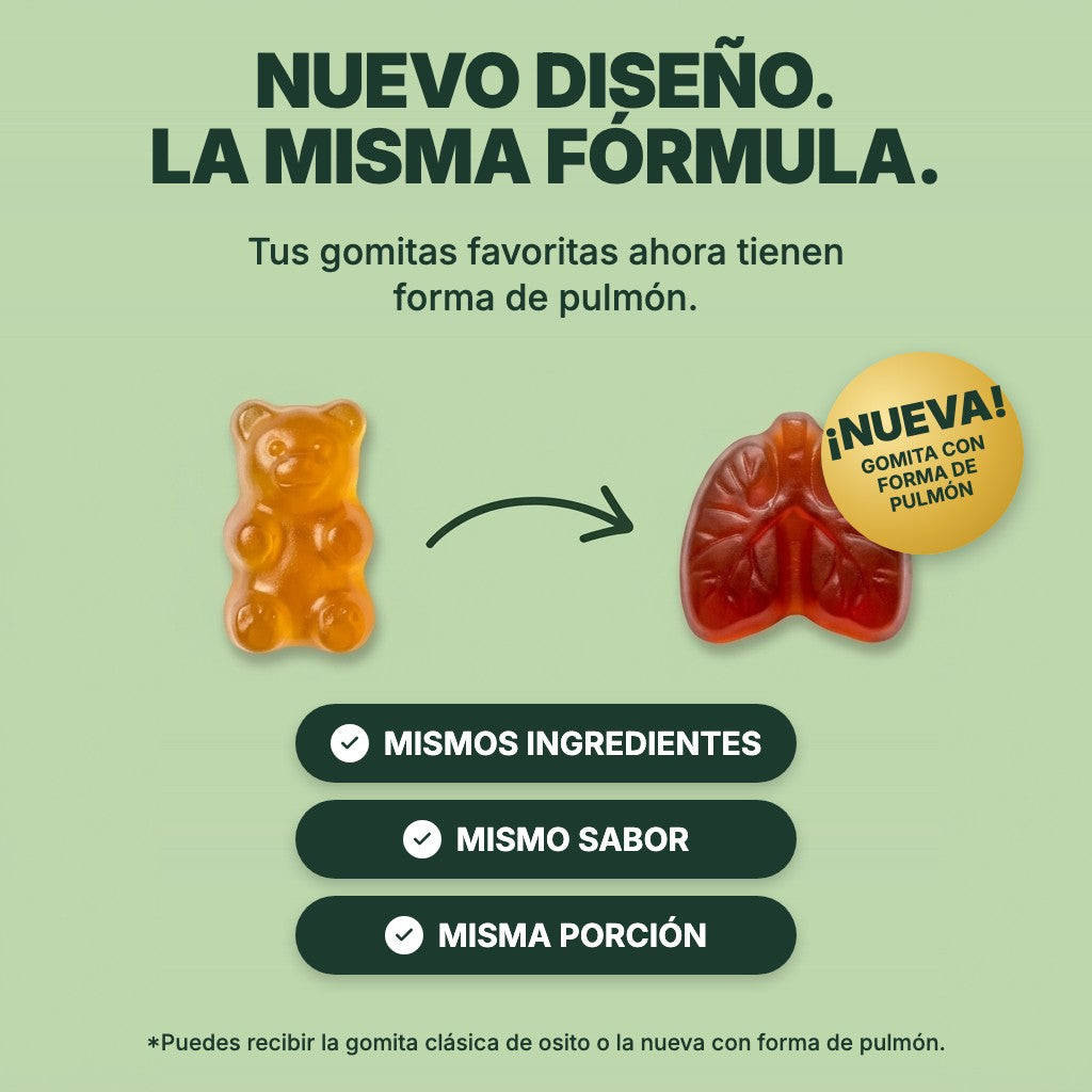 Nuevo diseño, la misma fórmula: gomitas Nordian con forma de pulmón