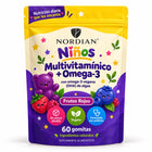 Nordian Niños Multivitamínico + Omega-3, frutos rojos, 60 gomitas